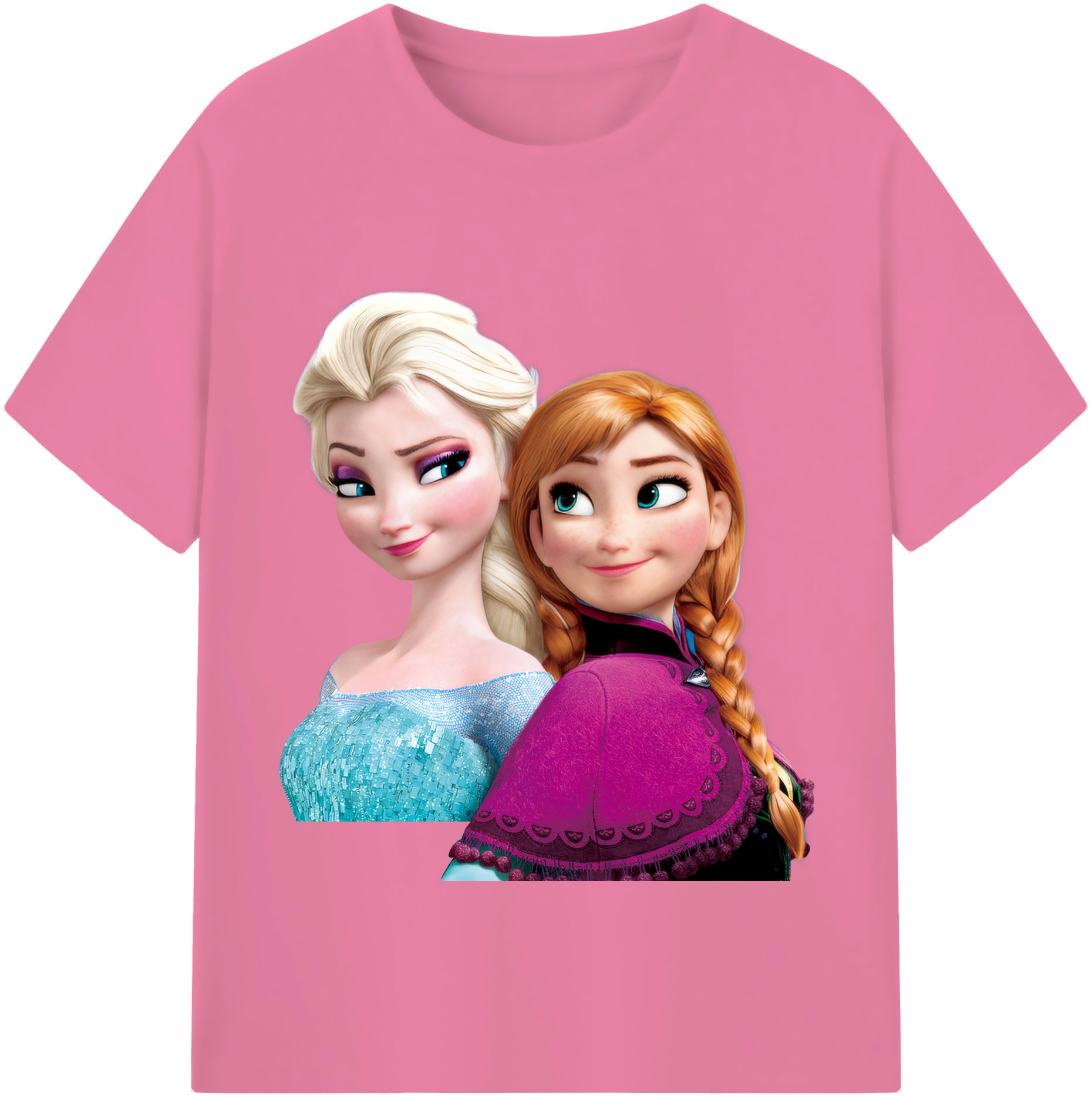 （画像用） アナと雪の女王 アンナ エルサ Frozen Anna Elsa 綿100％半袖Tシャツ（フロントプリント）